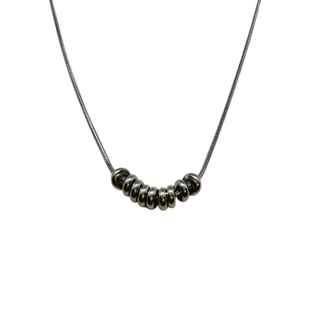 necklace steel silver with beads